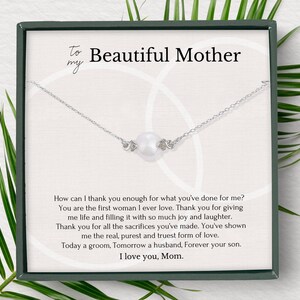 Geschenk für Mutter vom Sohn zum Hochzeitstag • Mutter des Bräutigams Geschenk vom Bräutigam • Perlenkette für Mutter vom Sohn Hochzeit • Geschenkbox Gedicht
