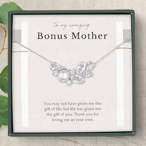 This pearl necklace 18 inch chain with an adjustable loop and jewelry box is a perfect Second Mom Gift. The elegant pearl complements any outfit, a perfect way to show your appreciation. It adds a touch of elegance she will love.