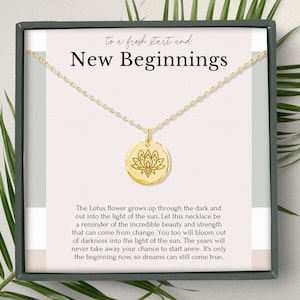 Sobriety Gift for Women | Lotus Recovery Necklace | AA NA Addiction Support | Narcotic & Alcoholism Healing Jewelry