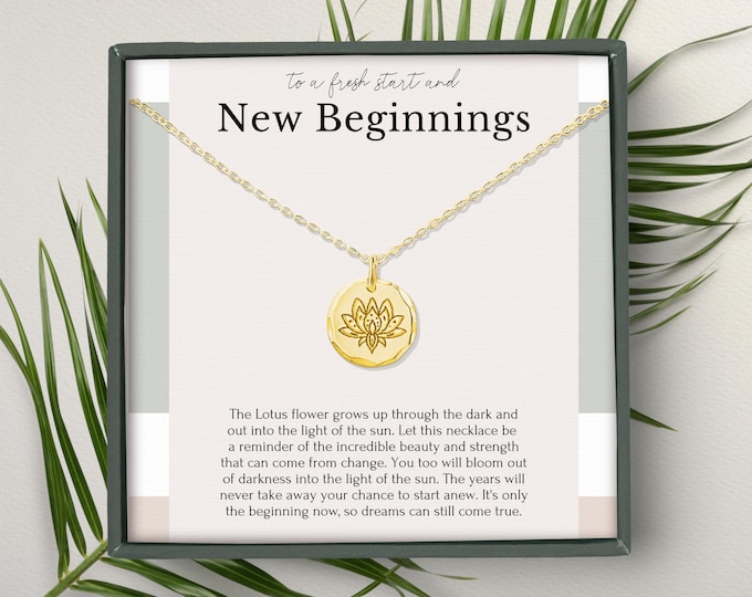 Sobriety Gift for Women | Lotus Recovery Necklace | AA NA Addiction Support | Narcotic & Alcoholism Healing Jewelry
