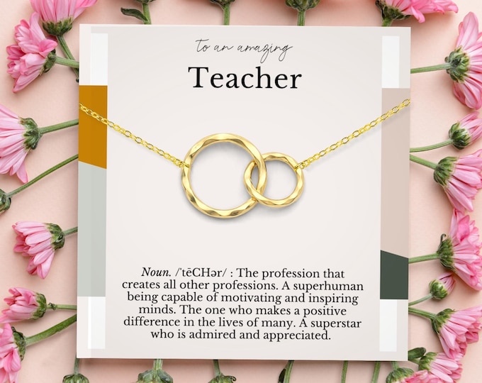 Teacher appreciation Gift, Teacher Retirement Gift, thank you gift for Teacher, circles necklace 14K gold-filled, Sterling Silver
