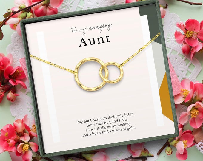 Aunt Necklace Gift from Niece,  Thank You Aunt, Interlocking Circles necklace Sterling Silver