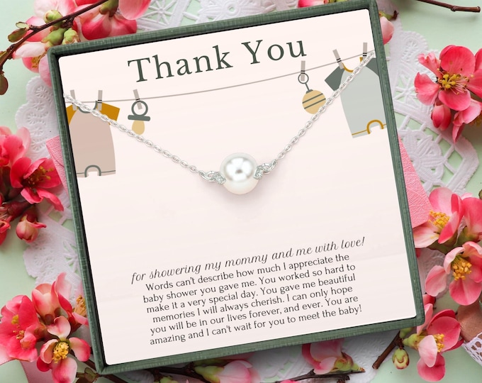 Sterling Silver Necklace for Her - Gift for Hostess, Thank You Gift for Baby Shower Hostess, Unique Hostess Gift Ideas