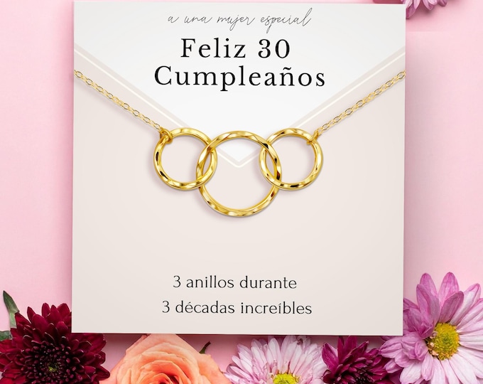 Regalo de 30 cumpleaños para mujer | Español, Spanish Speaking Lanaguage Necklace Birthday Jewelry | Joyería Española