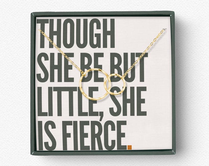 Though She Be But Little She is Fierce necklace, Warrior necklace, Fighter gifts, Encouragement necklace gifts, Birthday Graduation Gifts