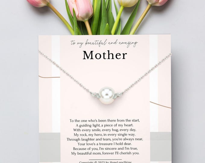 Mothers necklace gift • Mom gift from Son Daughter Wedding Day • Mother's day necklace • Mom Birthday gift ideas • Thank you Mom gift