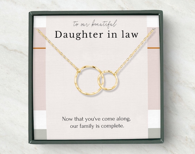 Daughter-In-Law Gift Necklace on Wedding Gift, Jewelry From Mother-In Law, Gift for Bride, Double circle necklace, Silver
