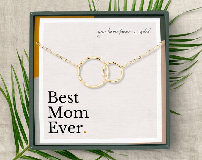 Mother Daughter Necklace Gift, Mothers Day Necklace, Jewelry Gift From Daughter, Interlocking Circles, Sterling Silver or 14k Gold Vermeil