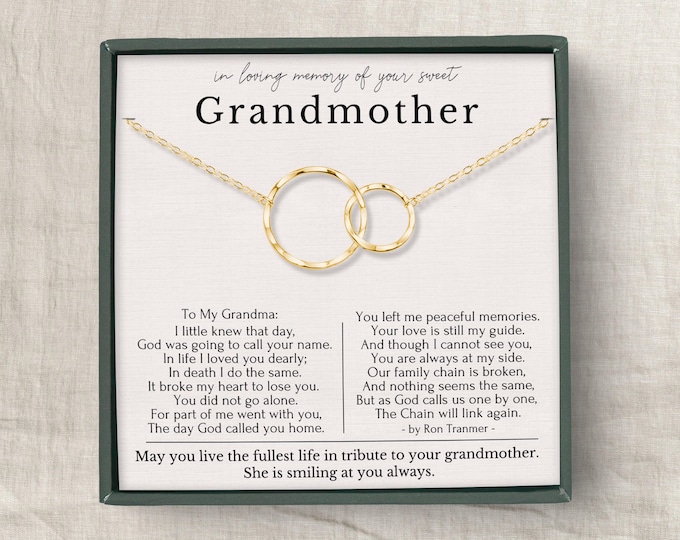 Loss of Grandmother gifts, Memorial gift Grandmother, In Memory of Grandma, Grandma keepsake gift necklace