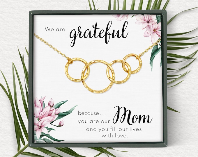 Mom Necklace Gift from 3 Children | Jewelry gifts for Mother from 3 Kids | Birthday Present from Three Sons or Daughters | Mothers day gift