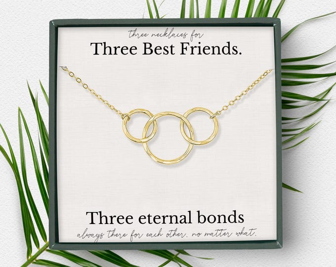 Best friend necklace for 3 | Three best friends jewelry | Long distance best friend gift | Best friend birthday gift | BFF necklace for 3