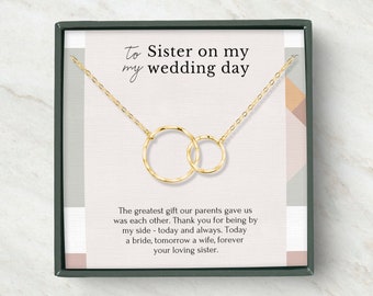 Sister Wedding Gift from Sister, Sister Wedding day gift necklace with message, Rehearsal Dinner Gift for sister, Silver necklace