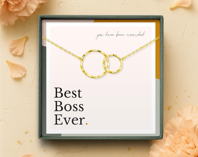 Gift for Boss, Retirement, Bosses Day, Promotion, Corporate Gift, Appreciation, Best Boss Ever Necklace, Sterling Silver or Gold Boss Gift