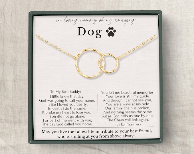 Loss of Dog gift necklace, Pet loss gift, Dog loss gift, Memorial necklace, Eternity Circles necklace  or Sterling Silver