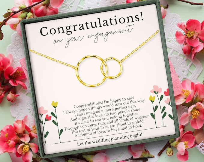 Engagement Gift for Her, Sterling Silver Necklace – Bride to Be Gift with Gift Box, Congratulations Jewelry Present, Gift from Best Friend