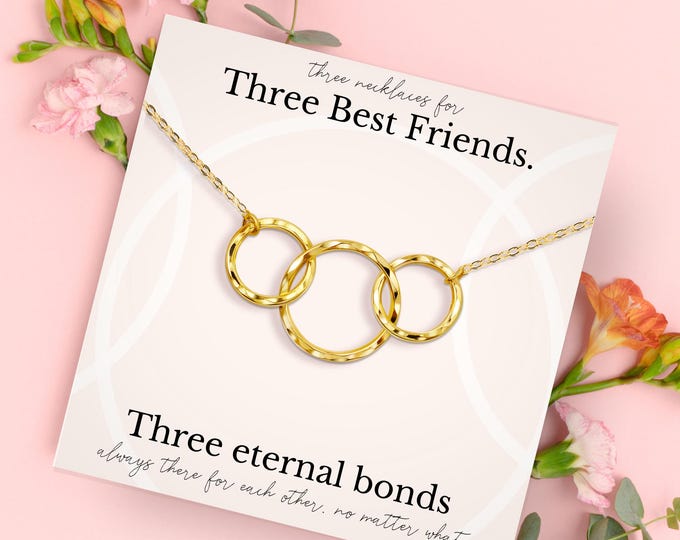 3 ring best friends necklace, 3 Best Friends necklace set, 3 Rings friendship necklace, Best Friends jewelry, Best Friends necklace Gift
