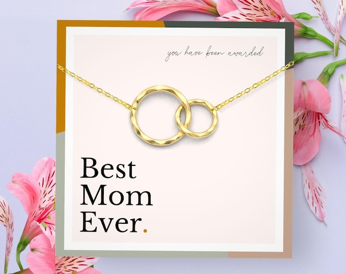 Mother Daughter Necklace Gift, Mothers Day Necklace, Jewelry Gift From Daughter, Interlocking Circles, Sterling Silver or 14k Gold Vermeil