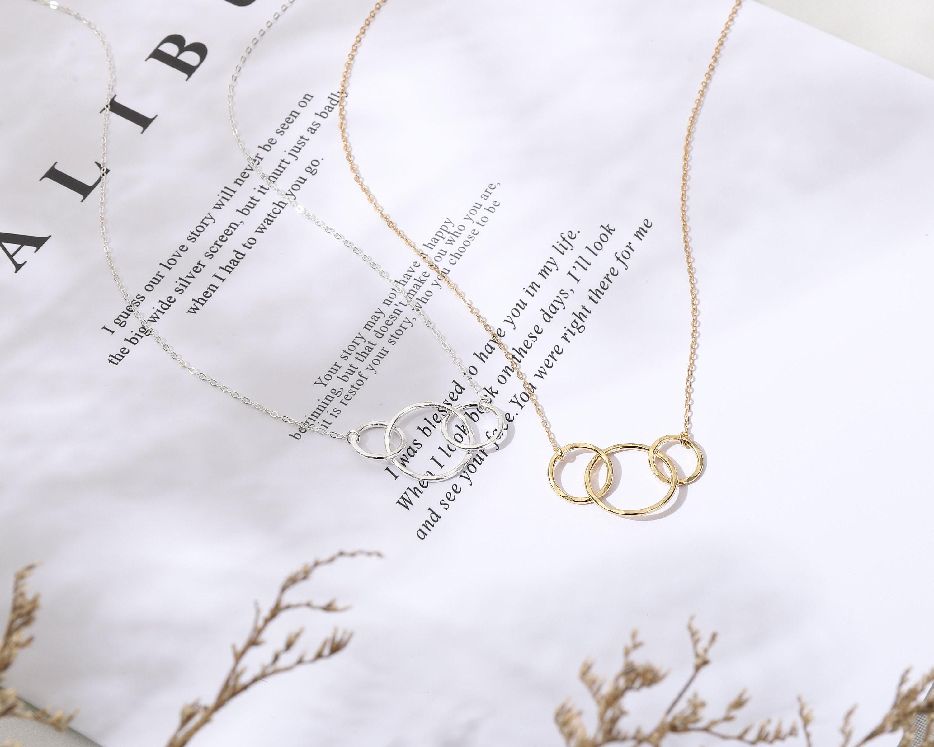 Mother 2 Daughters Necklace 3 Circles Linked Necklace Set Mother 2 Daughters Necklace 3 Circles Linked Necklace Set