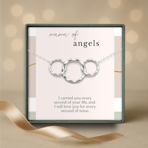 Twin Loss Memorial Necklace – Mama of Angels Jewelry – Sympathy Gift for Mom After Miscarriage or Loss of Twins Sterling Silver