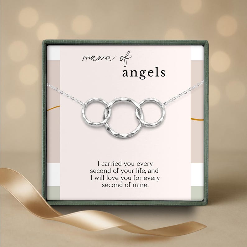 Twin Loss Memorial Necklace – Mama of Angels Jewelry – Sympathy Gift for Mom After Miscarriage or Loss of Twins Sterling Silver