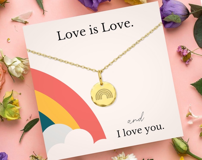 LGBT Couple Necklace | Lesbian Initial Necklace Gold and Silver | Girlfriend Gifts for Her | Pride Jewelry for Her or Him