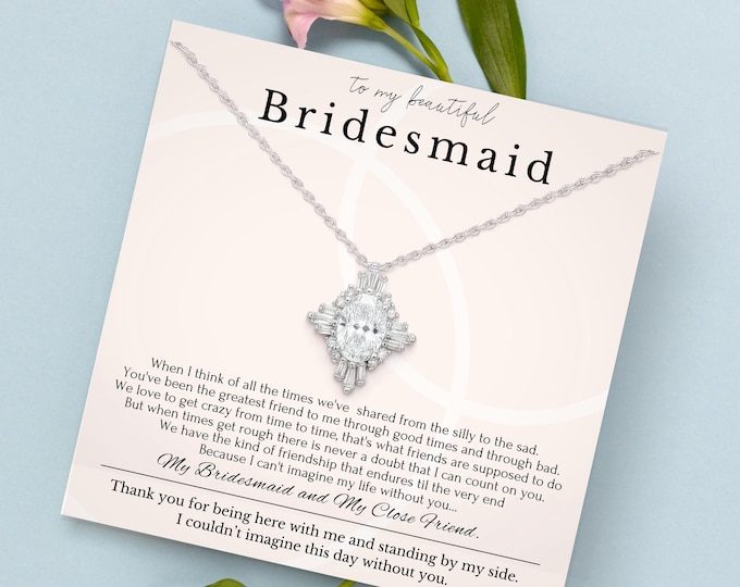 Bridesmaid gift Necklace Earring set • Antique style vintage inspired bridal necklace earring • Crystal clustered round diamond necklace