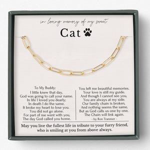 Collier cadeau chat | Cadeaux de bijoux commémoratifs | Colliers anti-chute pour animal de compagnie avec carte de sympathie | poème chaîne brisée | Cadeau commémoratif de chat