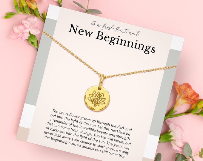 Divorcee gifts Women, Break up Gift, New Beginnings necklace gift, Lotus flower Necklace,  Sterling Silver necklace gift box