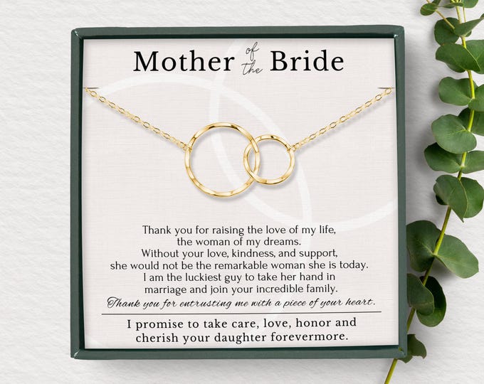 Mother of the Bride necklace gift from Groom on wedding day, Message Poem Jewelry Gift Box for mother in law from son in law