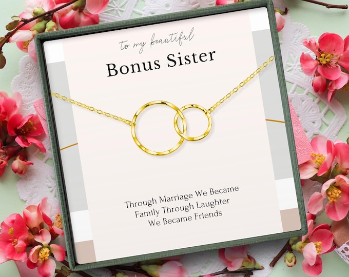 Bonus Sister wedding gift, Bonus sister Friendship necklace, Bridesmaid necklace gift, dainty necklace, Sterling Silver