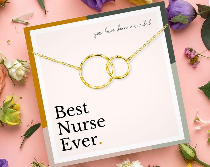 Nurse Appreciation Gift | Sterling Silver Interlocking Circles Nursing Jewelry | Graduation & Nurse Grad Congratulations Thank You Present