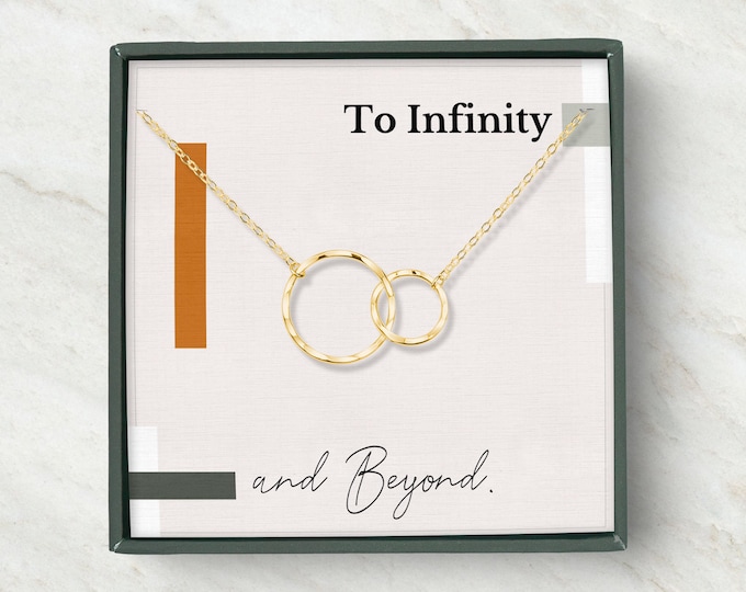 To Infinity and Beyond Necklace | Bride Gift from Groom | Wedding Day Jewelry for Her | Dainty Pearl Gold or Silver Interlocking Pendant