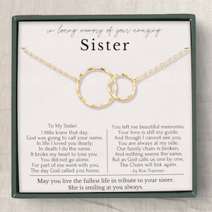 Cadeaux de sympathie pour la perte d'une soeur, collier pour la perte d'une soeur, collier en mémoire d'une soeur, collier cadeau souvenir pour soeur en argent