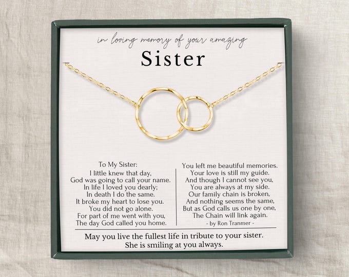 Loss of Sister Sympathy gifts, Loss of sister necklace, In Memory of Sister necklace, Sister keepsake gift necklace Silver