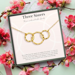 Schwestern Halskette für 3 | Schwester Geburtstagsgeschenk von Schwester | 3 Ringige Halskette | Große Schwester Schwesterchen Halskette | 3 Schwestern Schmuck Halskette