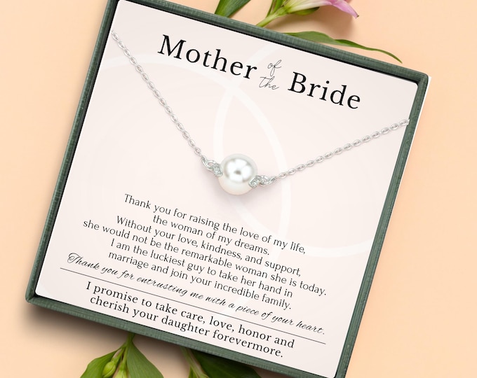 Mother of the Bride necklace gift from Groom on wedding day, Message Poem Jewelry Gift Box for mother in law from son in law