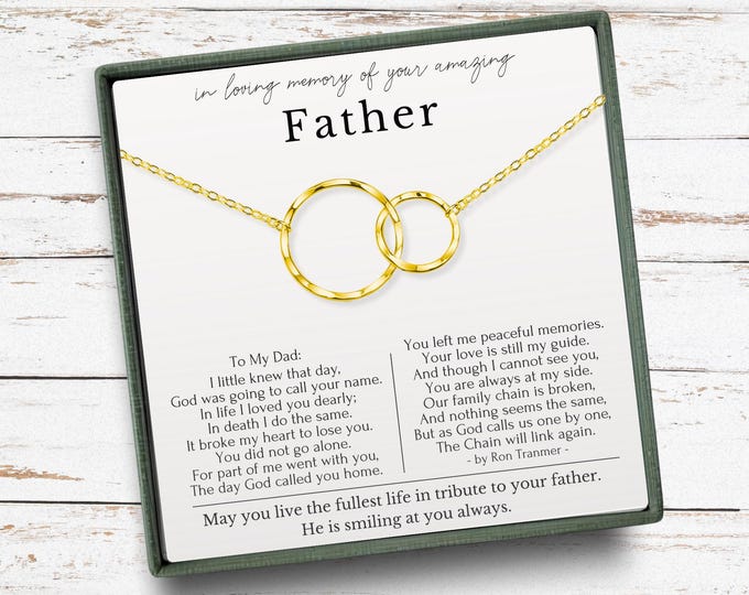 Loss of Father gift necklace, Sympathy gift loss of father, Broken Chain poem  or Sterling Silver