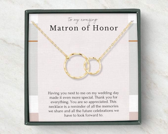 Matron of Honor Necklace Gift, Matron of Honor thank you, Wedding party gift, Jewelry, Sterling Silver necklace
