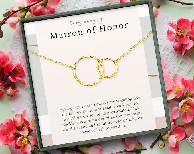 Matron of Honor Necklace Gift, Matron of Honor thank you, Wedding party gift, Jewelry, Sterling Silver necklace