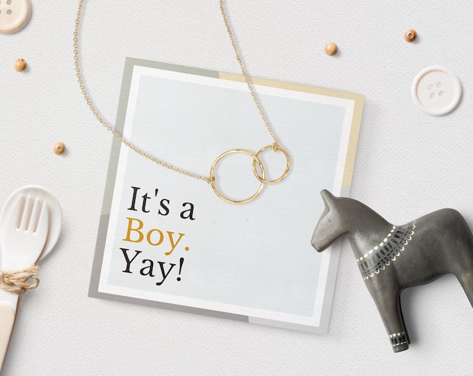 New Mom Necklace, New Mom Gift, Gift for New Baby, Newborn Gift, Baby Boy shower, unity link infinity necklace, gift box, it's a boy gift