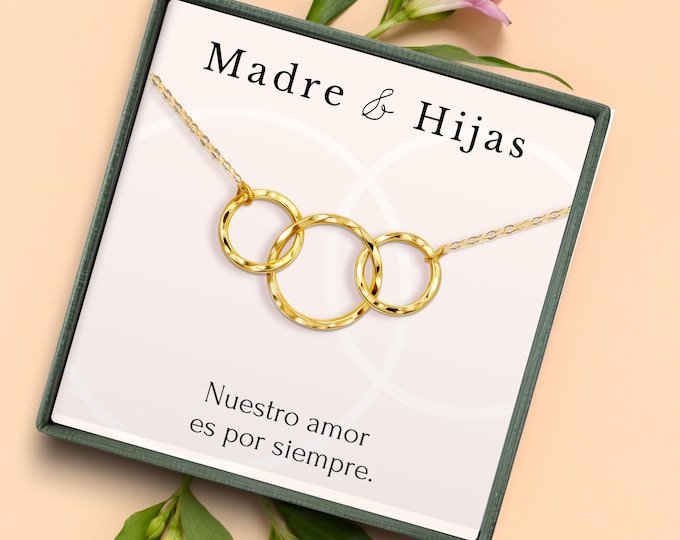 Mother and Daughters Necklace Gift | Día de la Madre, Cumpleaños, Navidad | Collar de Madre e Hijas | Spanish Language | Joyería Español