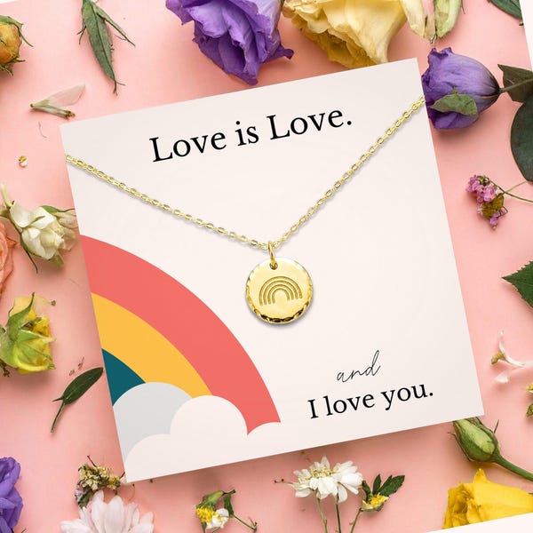 LGBT Couple Necklace | Lesbian Initial Necklace Gold and Silver | Girlfriend Gifts for Her | Pride Jewelry for Her or Him