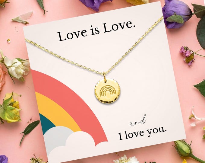 LGBT Couple Necklace | Lesbian Initial Necklace Gold and Silver | Girlfriend Gifts for Her | Pride Jewelry for Her or Him