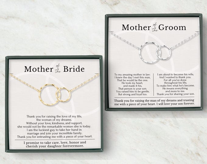 Mother of Groom gift from Bride, Mother of the Bride Gift from Groom combo • Future Mother in Law necklace necklace gift box message card