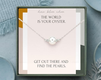 Graduation Pearl necklace gift for her, College graduation, High school graduation gift for her, Best friend Gift college, Sterling Silver