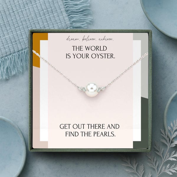Graduation Pearl necklace gift for her, College graduation, High school graduation gift for her, Best friend Gift college, Sterling Silver