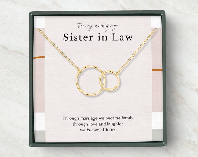 Sister in law wedding gift necklace, Sister of the groom wedding gift, wedding gift from bride, Christmas quote message gift