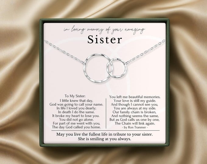 Loss of Sister Sympathy gifts, Loss of sister necklace, In Memory of Sister necklace, Sister keepsake gift necklace Silver