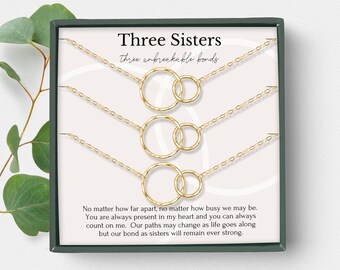Sister Necklace Set For 2 Or 3 Women - Circle BFF Friendship Jewelry Gift
