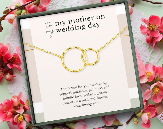 Gift for mom from son on wedding day • Mother of the groom gift from groom • Necklace for mom from son wedding • Sterling silver circle